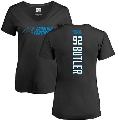 Carolina Panthers Black Women Vernon Butler Backer NFL Football #92 T Shirt